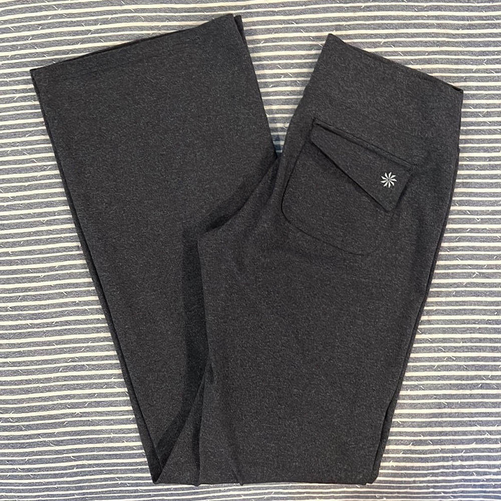 Athleta Fusion Flare Yoga Leggings in Heather Gray Size MT